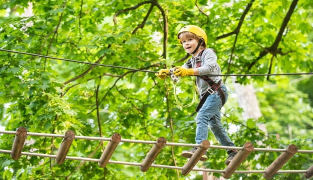 Child on a climbing frame at GoApe